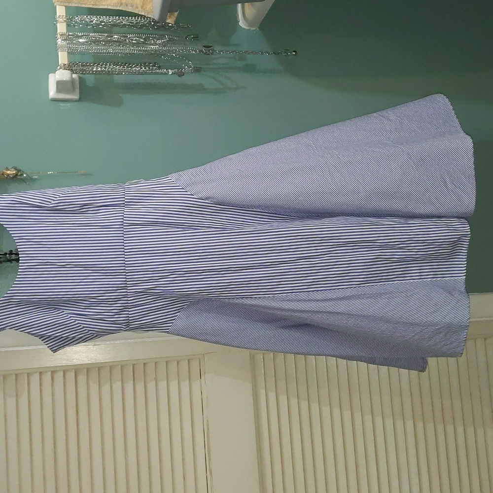 Blue Dress with White Stripes